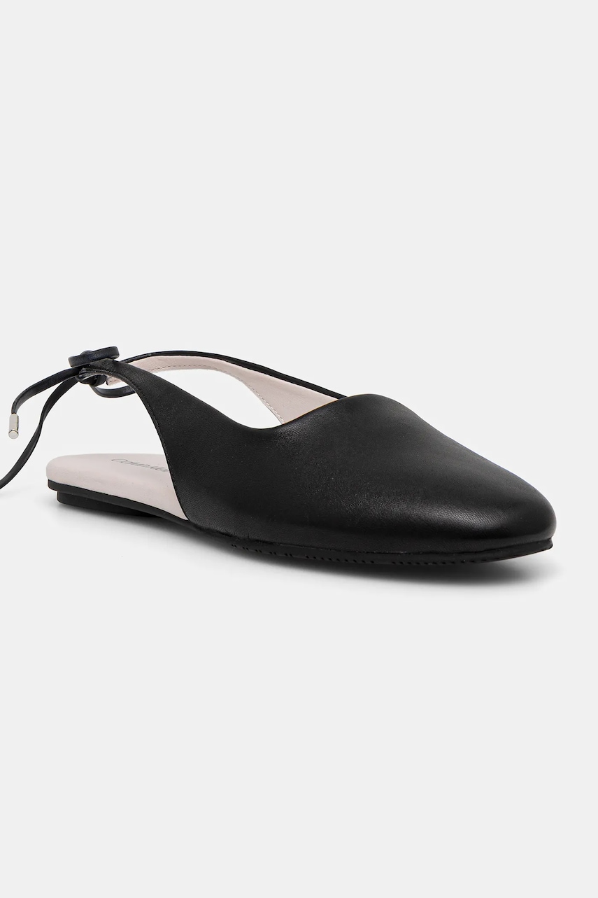 Kožené baleríny Calvin Klein BALLERINA SLING BACK LTH černá barva, HW0HW02655