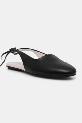 Kožené baleríny Calvin Klein BALLERINA SLING BACK LTH černá barva, HW0HW02655