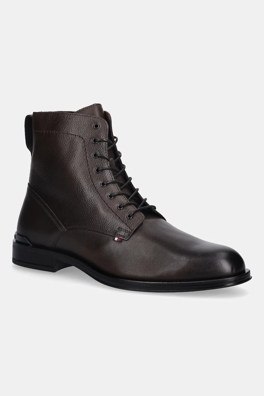Kožené boty Tommy Hilfiger CORPORATE HILFIGER LTH ZIP BOOT
