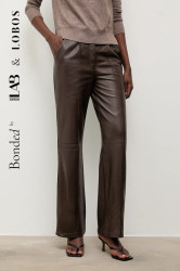 Kožené kalhoty Answear.LAB dámské, hnědá barva, široké, high waist