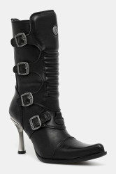 Kožené kotníkové boty New Rock Crust Negro, Malicia Negro Tacon Caribe Acero