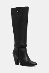 Kožené kozačky Tommy Hilfiger TH T-STRAP LTHR POINTY LONG BOOT