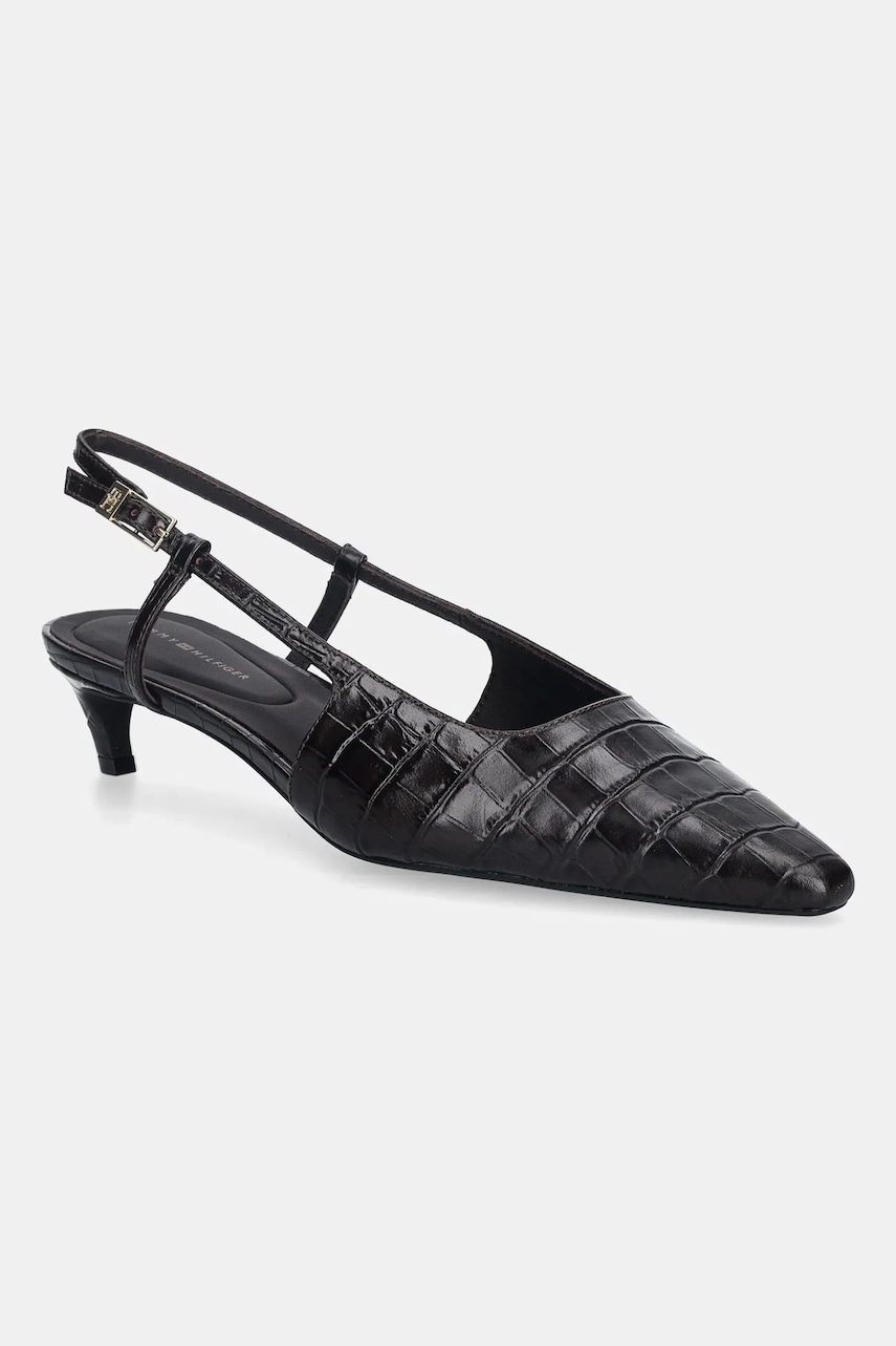 Kožené lodičky Tommy Hilfiger CROC SLINGBACK SLANTED HEEL