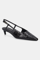 Kožené lodičky Tommy Hilfiger CROC SLINGBACK SLANTED HEEL