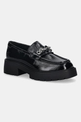Kožené mokasíny Calvin Klein CHUNKY LOAFER HDW LTH dámské, černá barva, na platformě, YW0YW02044