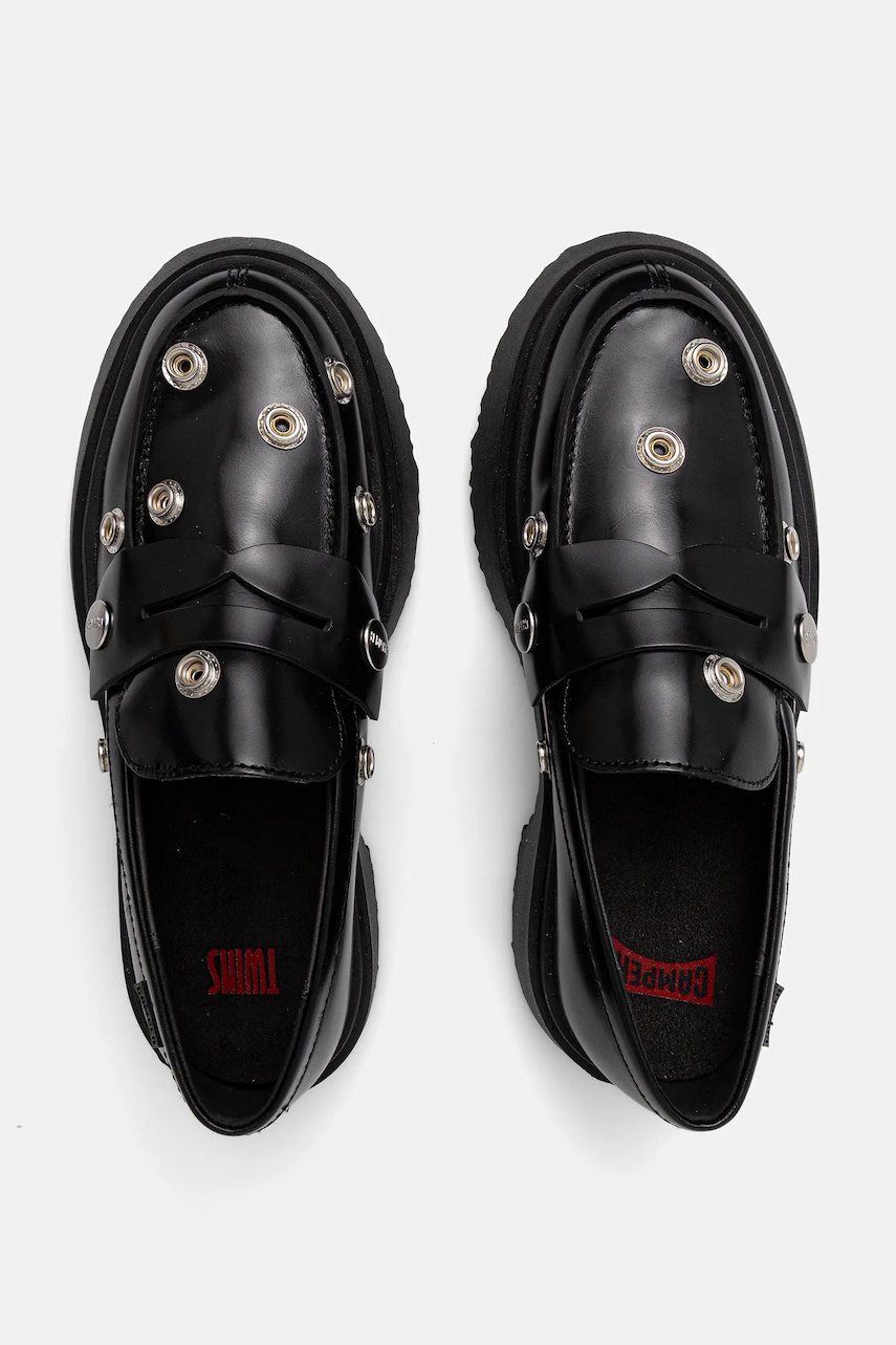 Kožené mokasíny Camper TWS dámské, černá barva, na platformě, K201832-001