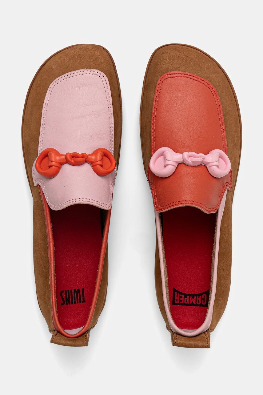 Kožené mokasíny Camper TWS dámské, hnědá barva, na plochém podpatku, K201833-002