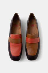 Kožené mokasíny Camper TWS dámské, vínová barva, na plochém podpatku, K200991-010