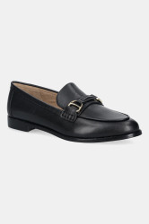 Kožené mokasíny Lauren Ralph Lauren Tasha Loafer dámské, černá barva, na plochém podpatku, 802P02121001