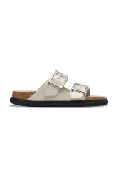 Kožené pantofle Birkenstock Arizona Droplet Buckle dámské, béžová barva, 1030326