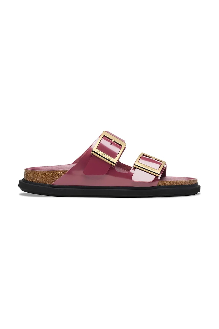 Kožené pantofle Birkenstock Arizona Droplet Buckle dámské, červená barva, 1030367