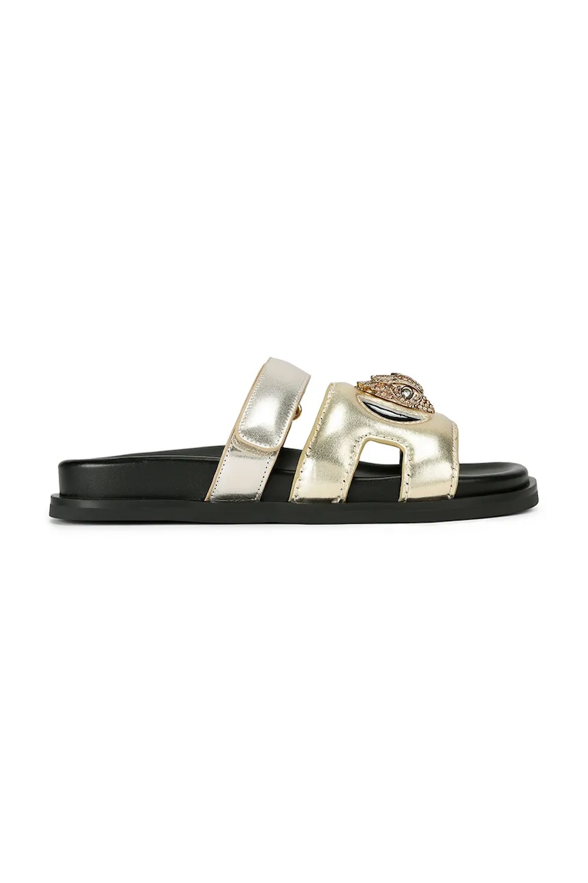 Kožené pantofle Kurt Geiger London Eagle Cut Out Sandal dámské, zlatá barva, na platformě, 4732666109