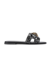 Kožené pantofle Kurt Geiger London Eagle Stud Cut Out Flat dámské, černá barva, 4734400309