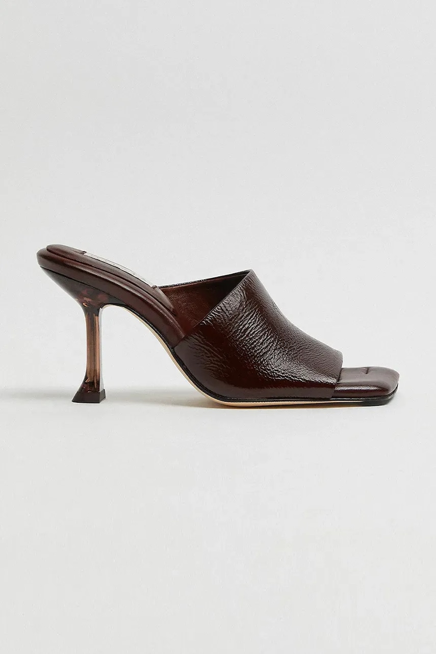 Kožené pantofle Miista Miri dámské, hnědá barva, na podpatku, MI_5414