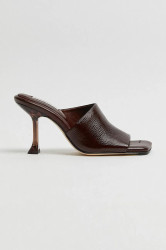Kožené pantofle Miista Miri dámské, hnědá barva, na podpatku, MI_5414