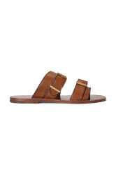 Kožené pantofle Polo Ralph Lauren Bkle Slide dámské, hnědá barva, 818P01589001