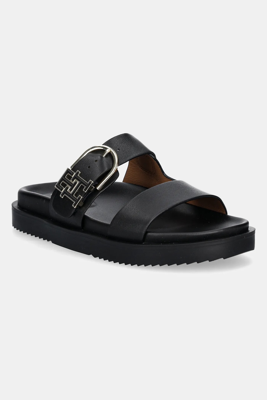 Kožené pantofle Tommy Hilfiger LEATHER SPORTY MULE