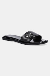 Kožené pantofle Tory Burch T Lock Slide dámské, černá barva, 164676-006