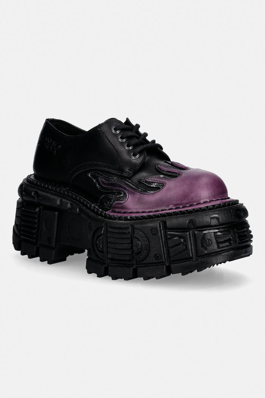 Kožené polobotky New Rock NOMADA LILA, BOX PLANE, CRUST NEGRO