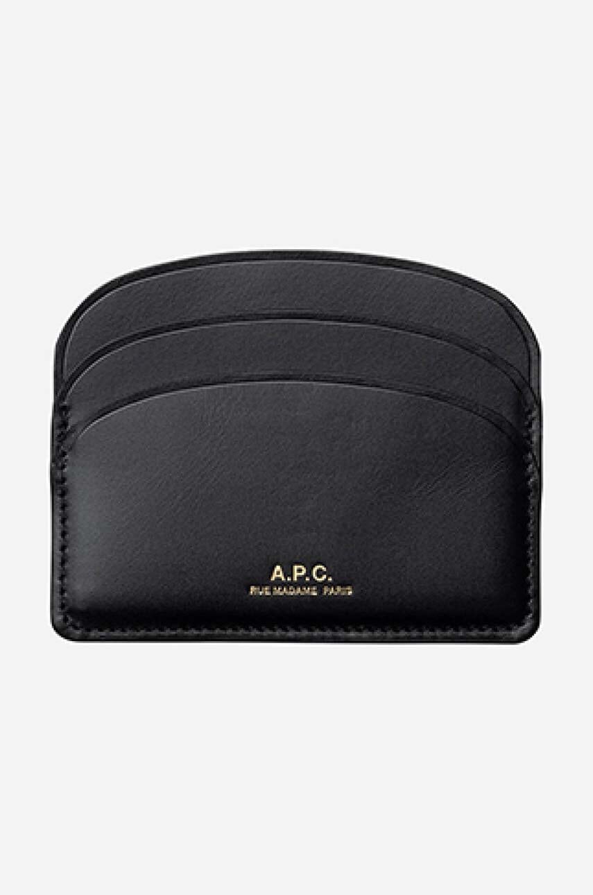 Kožené pouzdro na karty A.P.C. Porte-cartes Demi-lune PXAWV-F63270 BLACK