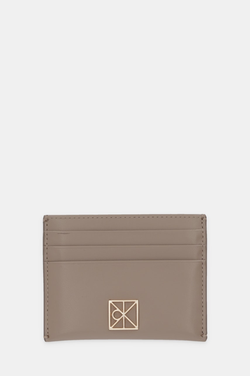Kožené pouzdro na karty Calvin Klein béžová barva, LV04F3317G