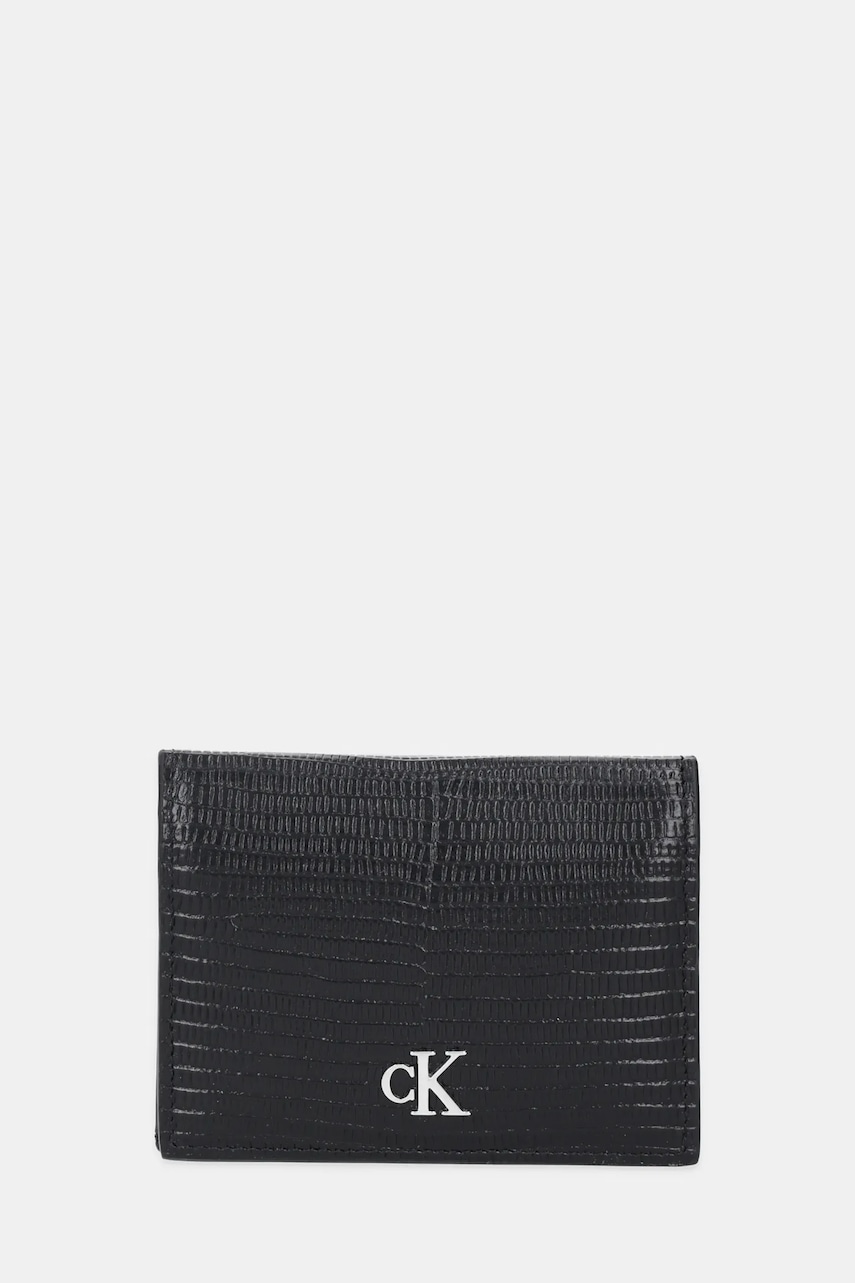 Kožené pouzdro na karty Calvin Klein černá barva, LV04F1068G