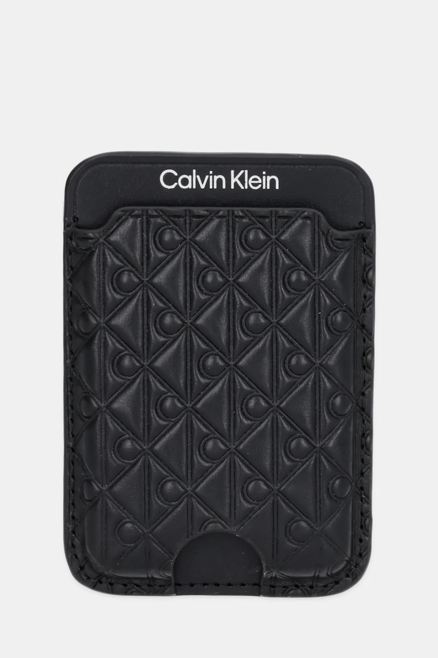 Kožené pouzdro na karty Calvin Klein černá barva, LV04F1100G