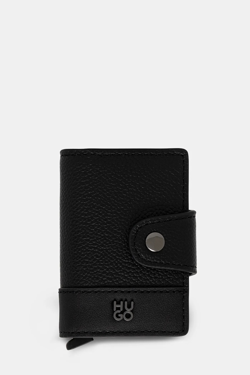 Kožené pouzdro na karty HUGO Quantic_Secrid černá barva, 50553933