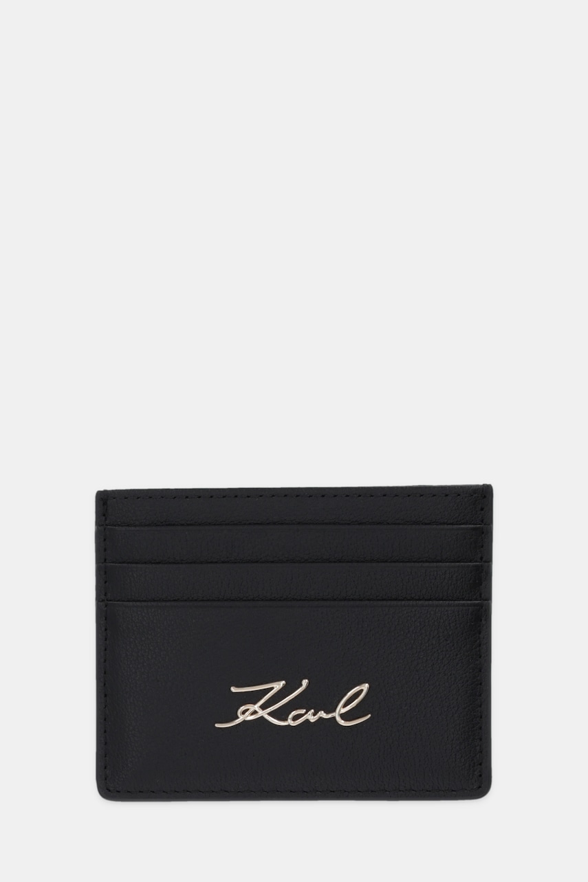 Kožené pouzdro na karty Karl Lagerfeld K/SIGNATURE černá barva, B1W32034