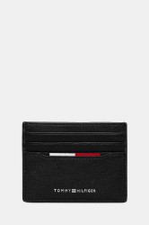 Kožené pouzdro na karty Tommy Hilfiger černá barva, AM0AM13512