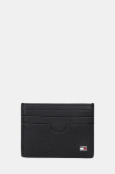 Kožené pouzdro na karty Tommy Hilfiger černá barva, AM0AM13517