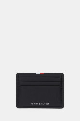 Kožené pouzdro na karty Tommy Hilfiger černá barva, AM0AM13738