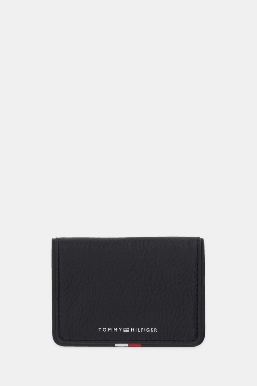 Kožené pouzdro na karty Tommy Hilfiger černá barva, AM0AM13840