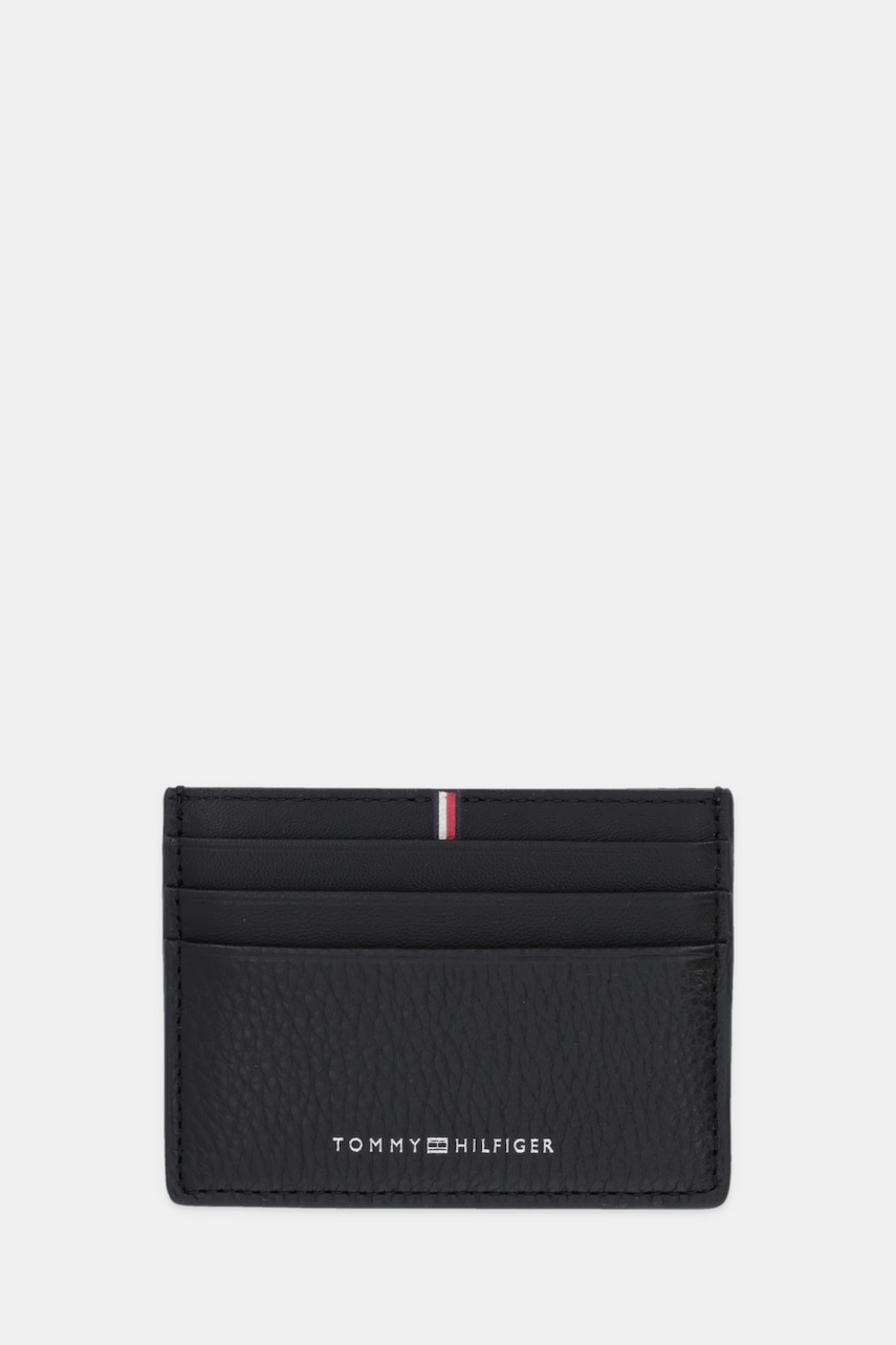 Kožené pouzdro na karty Tommy Hilfiger černá barva, AM0AM13972