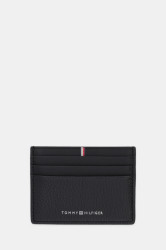 Kožené pouzdro na karty Tommy Hilfiger černá barva, AM0AM13972