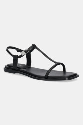 Kožené sandály Calvin Klein FLAT SANDAL SQUARED BUCKLE LTH