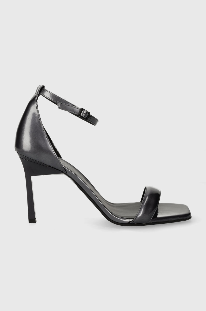 Kožené sandály Calvin Klein GEO STIL SQUARE SANDAL 90-PEARL