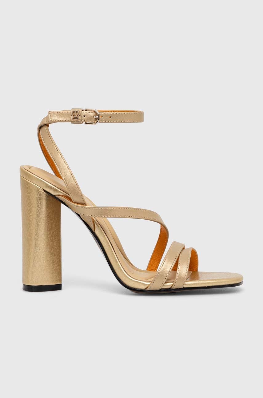 Kožené sandály Tommy Hilfiger TH GOLD BLOCK HIGH HEEL