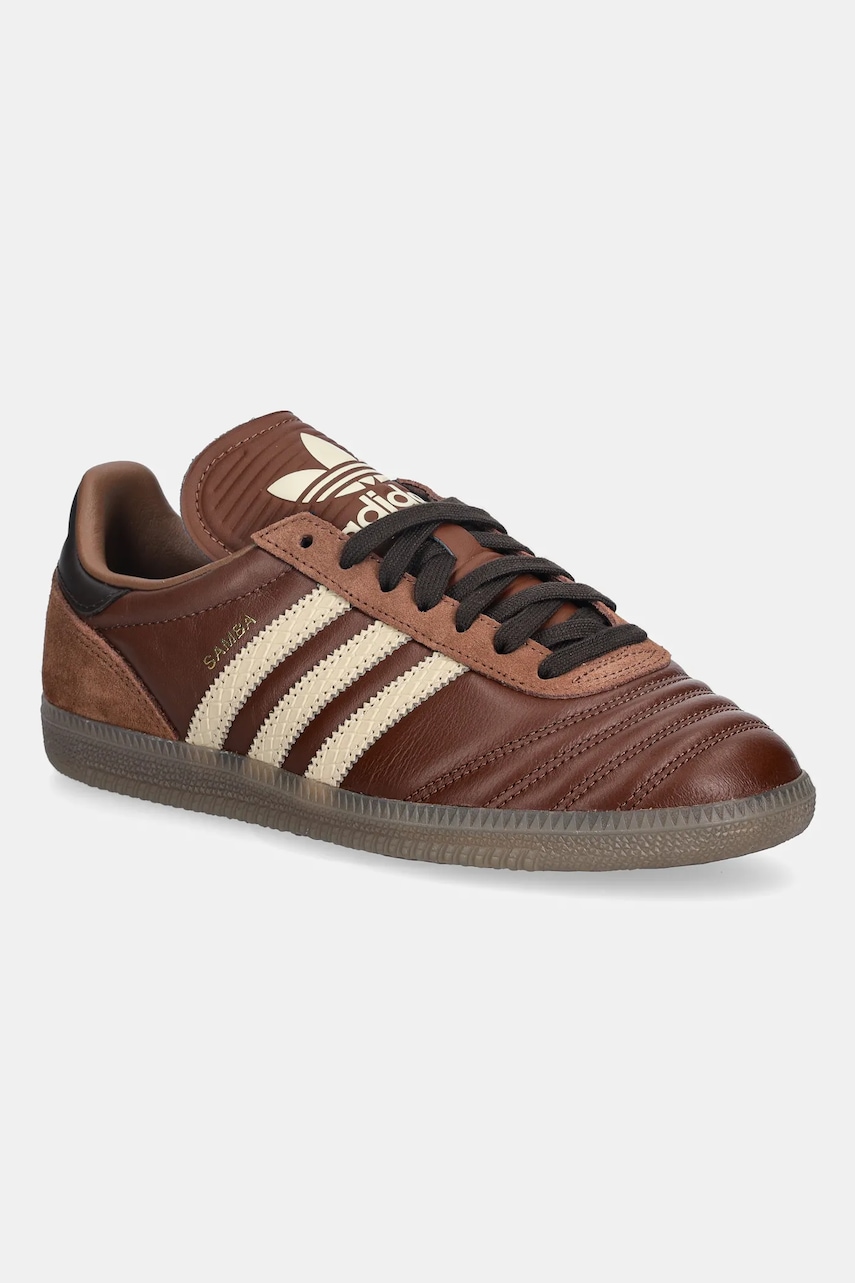 Kožené tenisky adidas Originals Samba Jp dámské, hnědá barva, JR0962