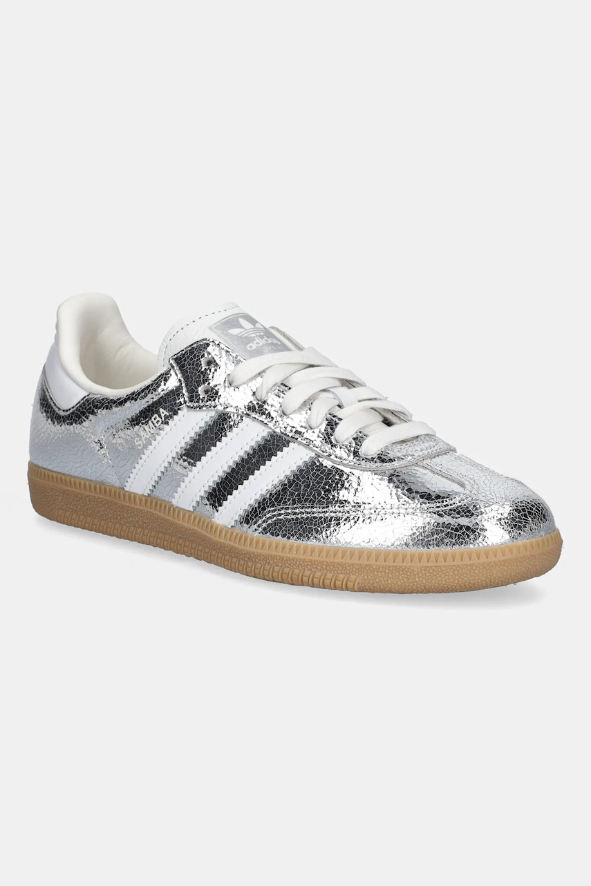 Kožené tenisky adidas Originals Samba OG dámské, stříbrná barva, JR0035