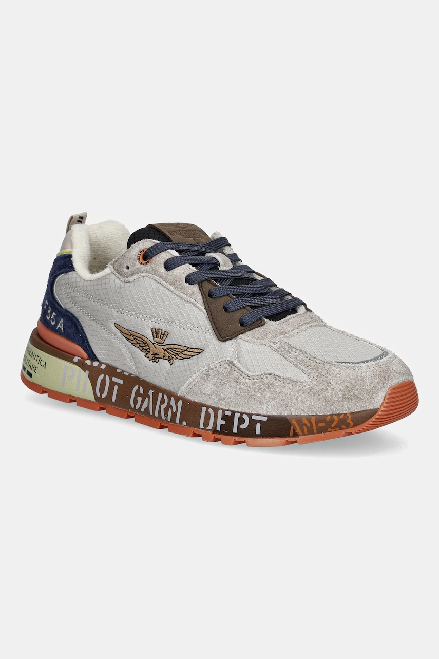 Kožené tenisky Aeronautica Militare SNEAKERS pánské, béžová barva, 252SC0276UCT03546