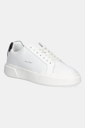 Kožené tenisky Calvin Klein CHUNKY CUPSOLE LACEUP LTH dámské, bílá barva, YW0YW01947