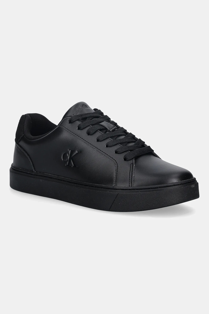 Kožené tenisky Calvin Klein CLASSIC CUPSOLE LACEUP LTH bílá barva, YM0YM01435