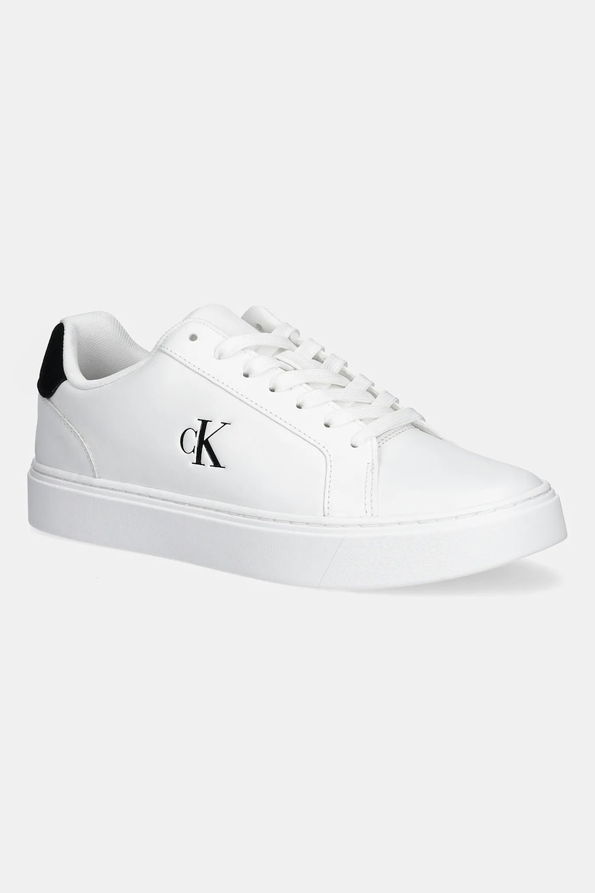 Kožené tenisky Calvin Klein CLASSIC CUPSOLE LACEUP LTH pánské, bílá barva, YM0YM01435