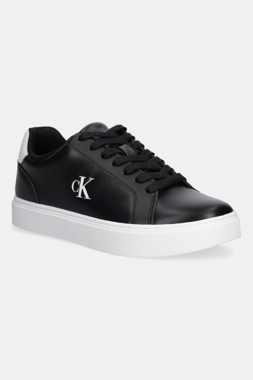 Kožené tenisky Calvin Klein CLASSIC CUPSOLE LACEUP LTH pánské, černá barva, YM0YM01435