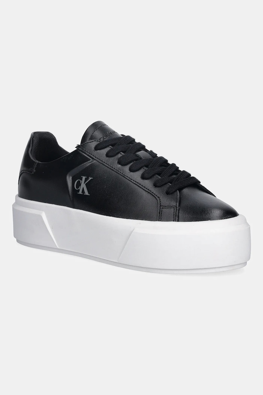Kožené tenisky Calvin Klein FLATFORM LACE UP LTH MG