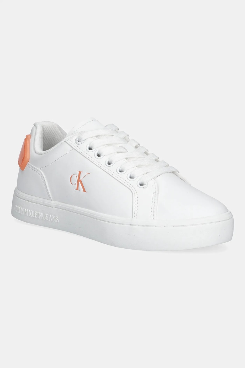 Kožené tenisky Calvin Klein Jeans CLASSIC CUPSOLE RU PATCH LTH WN dámské, bílá barva, YW0YW01845