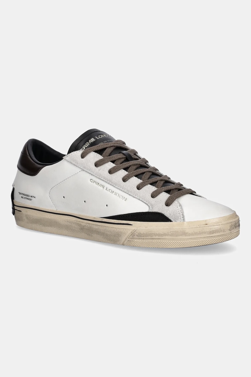 Kožené tenisky Crime London DISTRESSED 2.0 pánské, bílá barva, 11075AA8