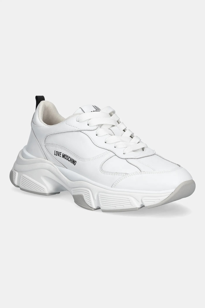Kožené tenisky Love Moschino dámské, bílá barva, JA15246G1NIA0100