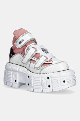 Kožené tenisky New Rock CHAROL ARRUGADO BLANCO, NOBUCK ROSA, TANK